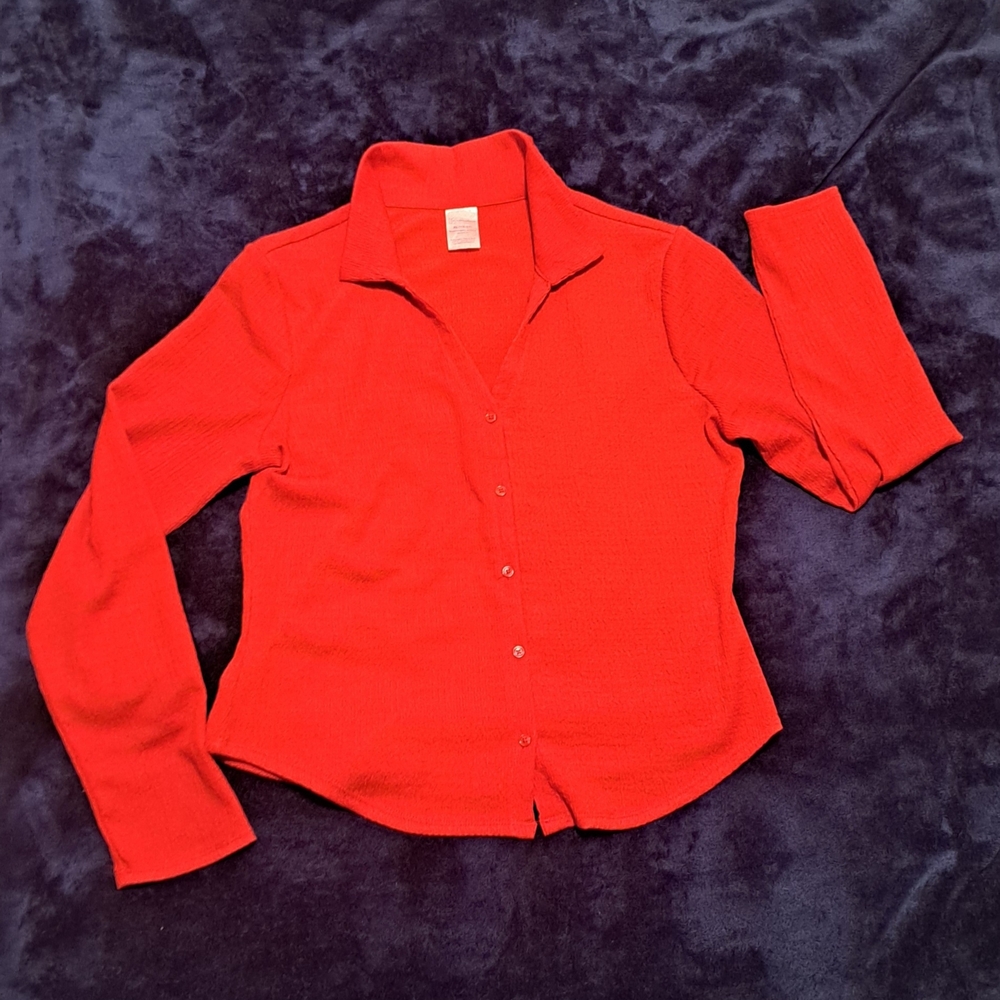 No Boundaries Red Button Down Shirt